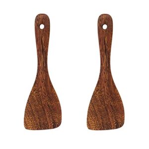 honbay 2pcs wooden rice spoon rice paddle rice cooker spatula kitchen cooking spoons for kitchen (oblique head)
