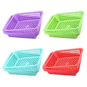 jucoan 20 pack plastic storage baskets, 10 x 7.1 x 2.5 inch colorful stackable desktop organizer tray, classroom storage baskets for pens, pencils, and crayon