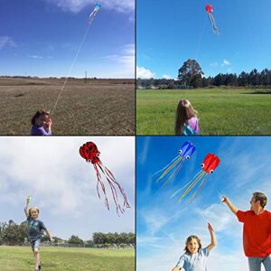 Motiloo Octopus Flyer Kite - Kite-Pack with 3 Spotty Colors, Easy to Fly - Perfect for Beginners, Kids, and Adults