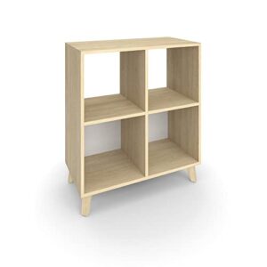 hon basyx commercial-grade high modern cube bookcase, real wood feet, 36", teak