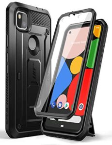 supcase unicorn beetle pro series case for google pixel 4a (2020 release), full-body rugged holster case with built-in screen protector (black)