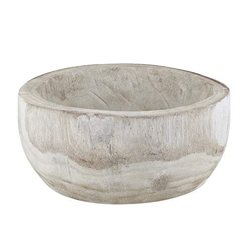 Santa Barbara Design Studio Table Sugar Hand Carved Paulownia Wood Serving Bowl, 12" Diameter, Natural