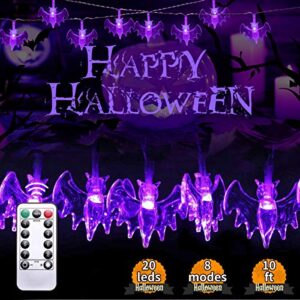 kandice halloween light string, eight modes&remote control function outdoor halloween bat lights, battery-powered ip65 waterproof bat string lights, perfect for decorating indoors or outdoors