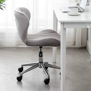 BTEXPERT Residential Office Desk Work Chair Classic Style Velvet 360 Swivel Modern Contemporary Sturdy Castors, Gray