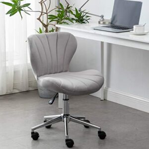 BTEXPERT Residential Office Desk Work Chair Classic Style Velvet 360 Swivel Modern Contemporary Sturdy Castors, Gray