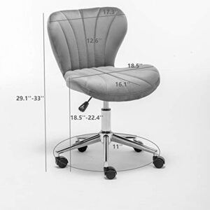 BTEXPERT Residential Office Desk Work Chair Classic Style Velvet 360 Swivel Modern Contemporary Sturdy Castors, Gray