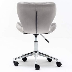 BTEXPERT Residential Office Desk Work Chair Classic Style Velvet 360 Swivel Modern Contemporary Sturdy Castors, Gray