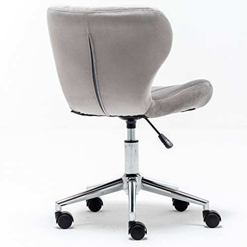 BTEXPERT Residential Office Desk Work Chair Classic Style Velvet 360 Swivel Modern Contemporary Sturdy Castors, Gray