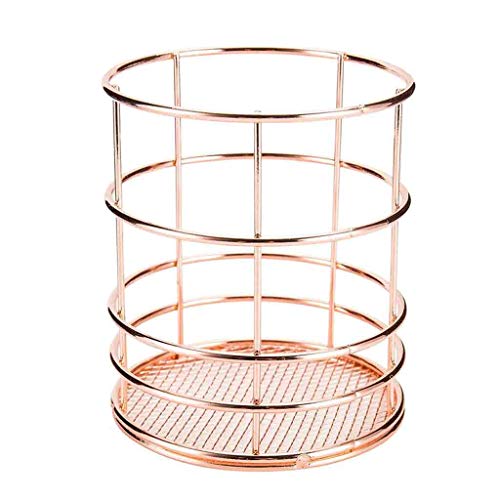 SUYING Hollow Pen Holder Pot, Wrought Iron Makeup Brushes Holder, Desk Tidy Stationery Organizer, Metal Mesh Storage Basket for Home Office