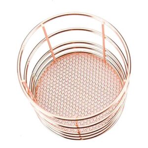 SUYING Hollow Pen Holder Pot, Wrought Iron Makeup Brushes Holder, Desk Tidy Stationery Organizer, Metal Mesh Storage Basket for Home Office