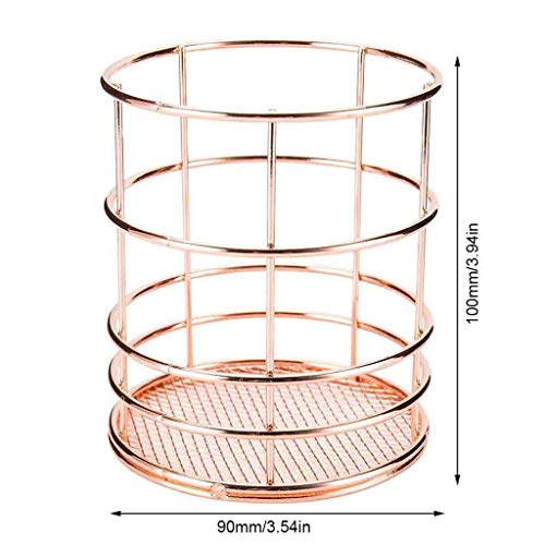 SUYING Hollow Pen Holder Pot, Wrought Iron Makeup Brushes Holder, Desk Tidy Stationery Organizer, Metal Mesh Storage Basket for Home Office