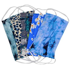 missli 5pcs cloth face bandanas, reusable washable cotton protective mouth covering, fashion tie dye print cotton fabric for men and women (a)