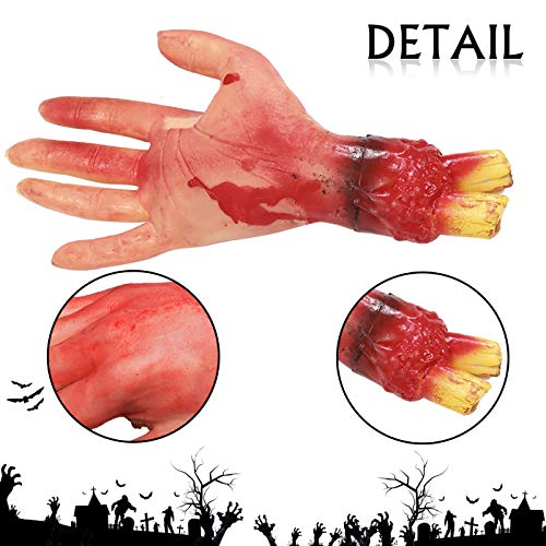 Kaliosy Halloween Blood Hand Fake Human Arms Bloody Hands Horror Realistic Severed Arm, Scary Prank Arm Props for Halloween April Fool's Day Carnival Dress Party Outside Inside Haunted House Decor