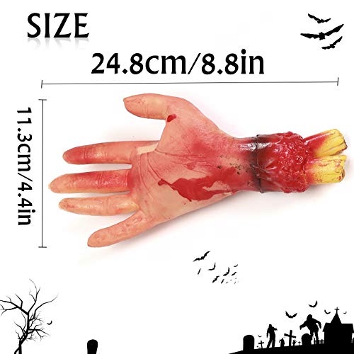 Kaliosy Halloween Blood Hand Fake Human Arms Bloody Hands Horror Realistic Severed Arm, Scary Prank Arm Props for Halloween April Fool's Day Carnival Dress Party Outside Inside Haunted House Decor