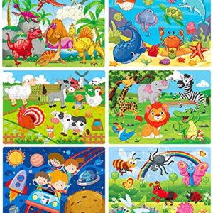 (6 Puzzles*60 Piece) Puzzles for Kids Ages 4-8, Wooden Jigsaw Puzzles 60 Pieces Preschool Toddler Puzzles Set for Boys and Girls