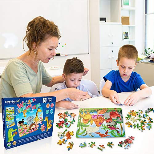 (6 Puzzles*60 Piece) Puzzles for Kids Ages 4-8, Wooden Jigsaw Puzzles 60 Pieces Preschool Toddler Puzzles Set for Boys and Girls