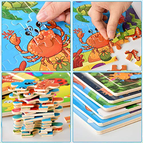 (6 Puzzles*60 Piece) Puzzles for Kids Ages 4-8, Wooden Jigsaw Puzzles 60 Pieces Preschool Toddler Puzzles Set for Boys and Girls