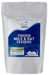 micedirect frozen rat combo pack of 50 pup & weanling feeder rats – 25 rat pups & 25 rat weanlings - food for corn snakes, ball pythons, lizards and other pet reptiles-freshest snake feed supplies