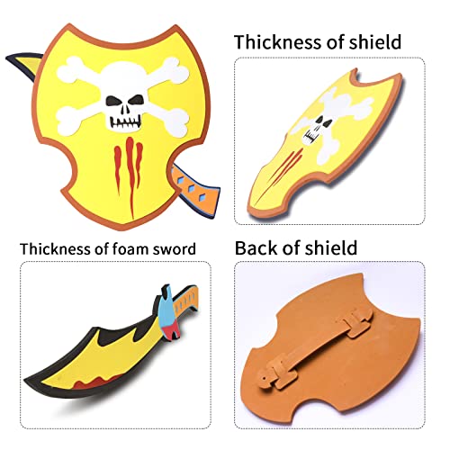 Dual Foam Sword and Shield Combo Playset - Medieval Combat Weapons, Pretend Play Toys Set for Game Boy, 4 PCS Kids Games Toy Sword and Shield, Outdoor Toys for 3 Year Old Boys