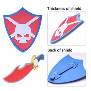 Dual Foam Sword and Shield Combo Playset - Medieval Combat Weapons, Pretend Play Toys Set for Game Boy, 4 PCS Kids Games Toy Sword and Shield, Outdoor Toys for 3 Year Old Boys