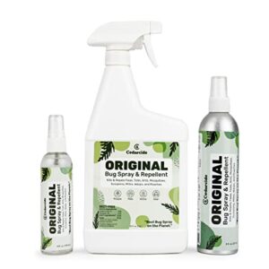 cedarcide original bug spray | repel & kill fleas, ticks, mosquitoes, mites, ants & chiggers | for use on people, pets & home | natural cedar oil | medium size kit
