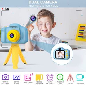 Rindol Toys for 4-9 Year Old Boys,Kids Selfie Camera Compact for Child Little Hands, Smooth Shape Toddler Camera,Best Birthday Gifts for 4 5 6 7 8 9 Year Old Boys with 16GB Memory Card