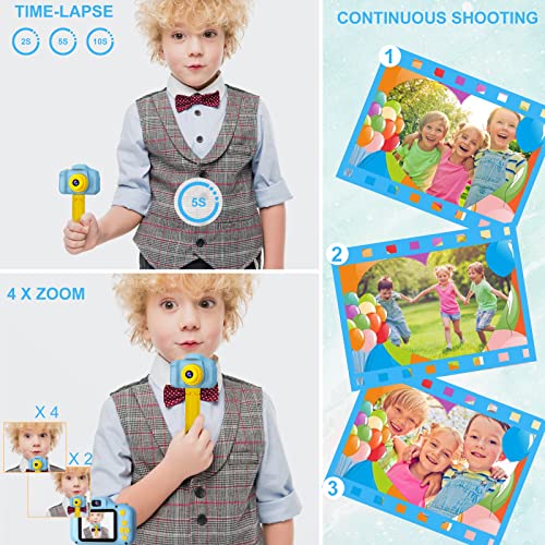 Rindol Toys for 4-9 Year Old Boys,Kids Selfie Camera Compact for Child Little Hands, Smooth Shape Toddler Camera,Best Birthday Gifts for 4 5 6 7 8 9 Year Old Boys with 16GB Memory Card