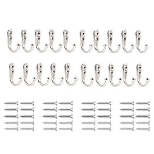 bfybest 20 pieces wall mounted hook robe hooks single coat hanger and 40 pieces screws (silver)