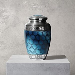 Eternal Memory Cremation Urn for Ashes, Blue Moonstone Urn Large/Adult, Funeral Burial Urns with Velvet Bag for Human Ashes.