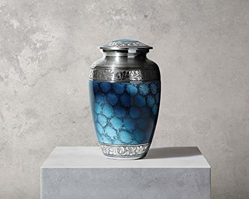 Eternal Memory Cremation Urn for Ashes, Blue Moonstone Urn Large/Adult, Funeral Burial Urns with Velvet Bag for Human Ashes.