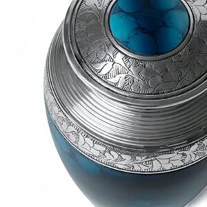 Eternal Memory Cremation Urn for Ashes, Blue Moonstone Urn Large/Adult, Funeral Burial Urns with Velvet Bag for Human Ashes.