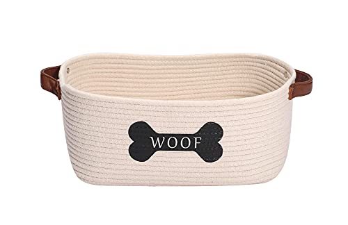 Morezi Cotton Rope Dog Toy Basket with Handle, Large Dog bin, Puppy Kitty Bed, Dog Toy Basket - Perfect for Carry pet Toys, Blankets, leashes, chew Toys, Diapers - Beige