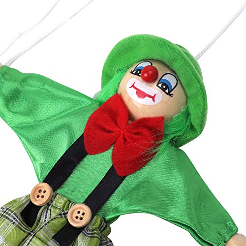 Fun Wooden Clown Marionette Pull String Puppet Vintage Toy for Family Men Women Pretend Play Puppetry Party