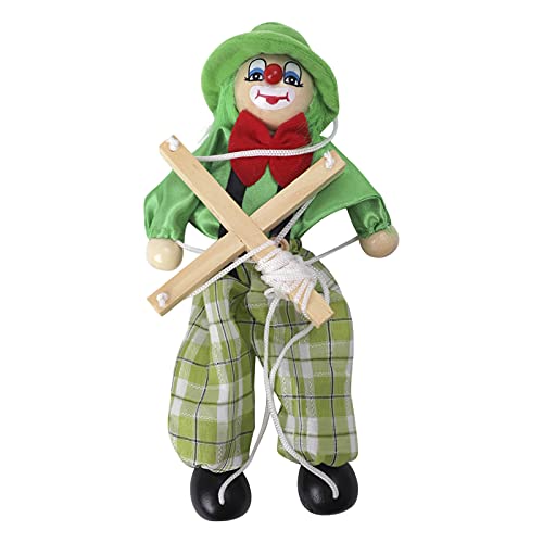 Fun Wooden Clown Marionette Pull String Puppet Vintage Toy for Family Men Women Pretend Play Puppetry Party