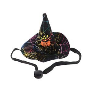 bestoyard halloween witch hat spider web pumpkin pattern mini pet hat cat dog hat party cosplay costume (star pumpkin)