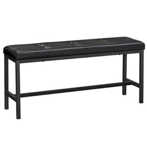 vasagle dining table bench with pu leather padded seat, steel frame, for living room, hallway, bedroom, 12.8 x 42.5 x 18.9 inches, black