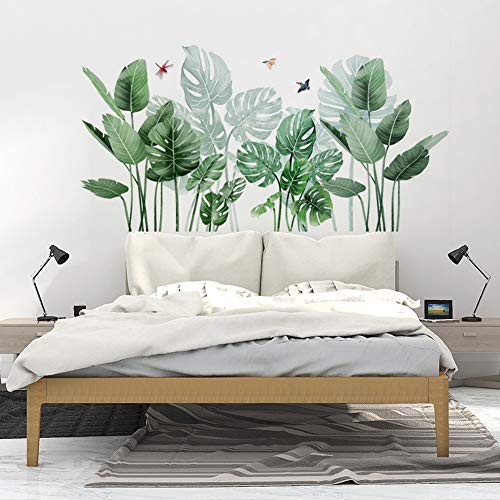 Leaf Wall Sticker Wall Decals Palm Tree Wall Decals Green Leaves Wall Paper Evergreen Removable Decal Peel and Stick Giant Painterly Ivy Peel and Stick for Living Room Bedroom Nursery Room