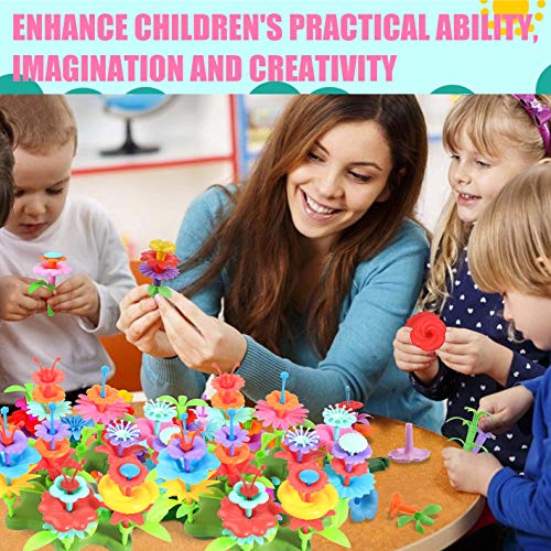 Girls Gifts Flower Garden Building Toys for 4 5 6 Years Old Girls and Boys Toddlers Kids Gifts for 5+ Years Old Birthday Christmas Building Block Toys for Indoor &Outdoor Education Stem Toys