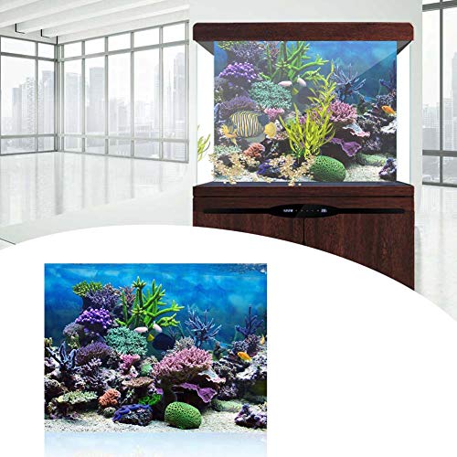 ViaGasaFamido Fish Tank Poster, PVC Adhesive Underwater Coral Aquarium Fish Tank Background Poster Backdrop Decoration Paper (61 * 30cm)