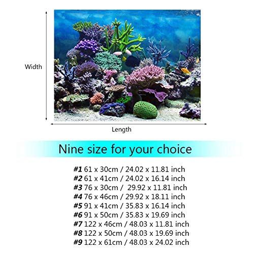 ViaGasaFamido Fish Tank Poster, PVC Adhesive Underwater Coral Aquarium Fish Tank Background Poster Backdrop Decoration Paper (61 * 30cm)