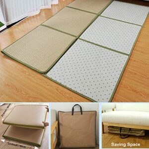 MYOYAY 71'' x 71'' Tatami Mat Rattan Japanese Floor Mats 0.47'' Thickness Large Memory Foam Breathable Sleeping Mat Non-Slip Crawling Mats Living Room Bedroom Area Rug with Storage Bag