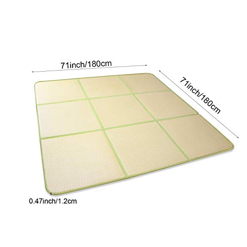 MYOYAY 71'' x 71'' Tatami Mat Rattan Japanese Floor Mats 0.47'' Thickness Large Memory Foam Breathable Sleeping Mat Non-Slip Crawling Mats Living Room Bedroom Area Rug with Storage Bag