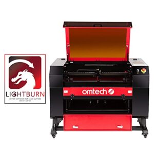 omtech 60w co2 laser engraver and cutter, 60w 20"x28" laser engraving and cutting machine with autofocus, air assist, 2 way pass, rdworks, lightburn software for windows mac os linux