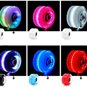 VKEDA Luminous Light up Roller Skate Wheels with Bearings 4Pcs Outdoor Roller Skate Wheels Flash 32mm x 58mm Suitable for Double Row Skating and Skateboard (Blue)