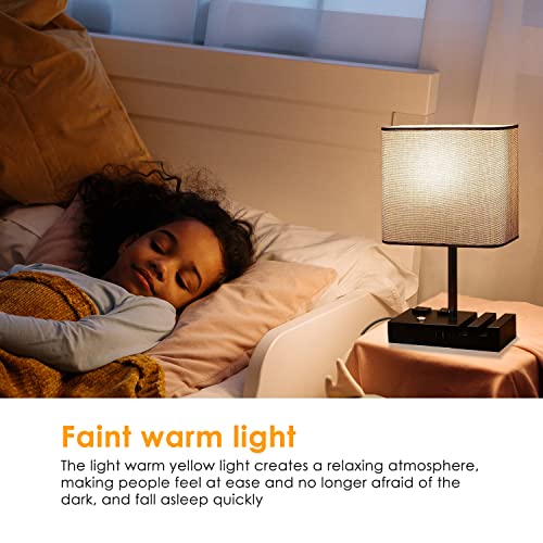 EVISTR Fully Dimmable Table Lamp, Lamp for Bedroom 2 USB Ports, Bedside Lamps with 2 AC Outlet and Phone Slots, Small Table Lamp for Living Room, Grey Nightstand Lamp for Reading, LED Bulb Included