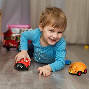 LiKee Toys Cars Friction Powered Vehicle Play Push and Go Back and Forth Car Toys Party Gifts Stocking Fillers for Toddlers Kids Boys Girls Age 3+ Years Old (4 Packs)