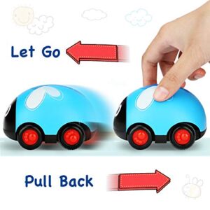 LiKee Toys Cars Friction Powered Vehicle Play Push and Go Back and Forth Car Toys Party Gifts Stocking Fillers for Toddlers Kids Boys Girls Age 3+ Years Old (4 Packs)