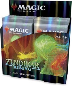 magic the gathering zendikar rising collector booster (12 packs) & 2 box toppers