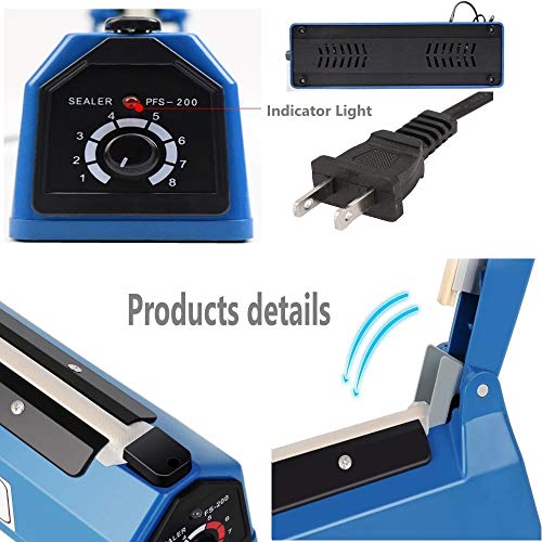 Impulse Heat Sealer 8 inch Impulse Bag Sealer Poly Bag Sealing Machine Heat Sealing Machine with Replacement Kit for Plastic Bags PE PP Bags