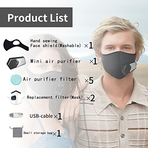 Personal Wearable Air Purifiers，Travel-Size Air Purifiers,Head-Mounted Portable Mini Air Purifier,Used for Tourism, Running, Cycling, Mountaineering, Outdoor Sports (Full Set,Black)